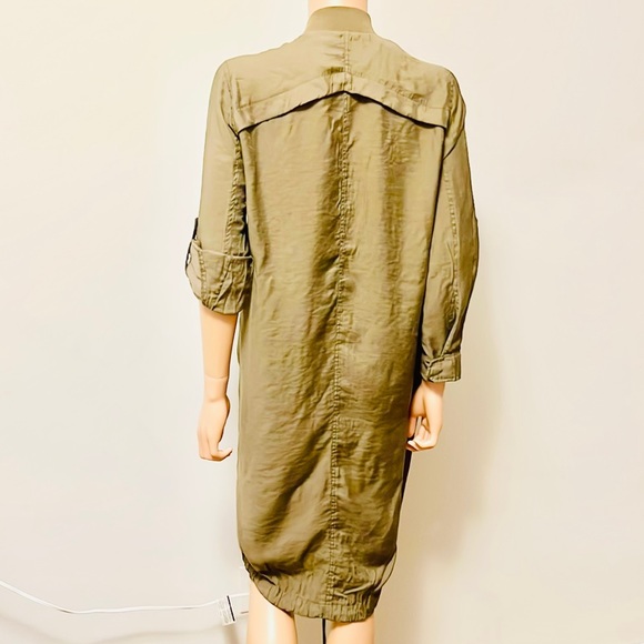 Among Equals Army Green Buttoned & Zipper Closure, Roll Up Sleeve Dress Size 10 - Picture 8 of 9